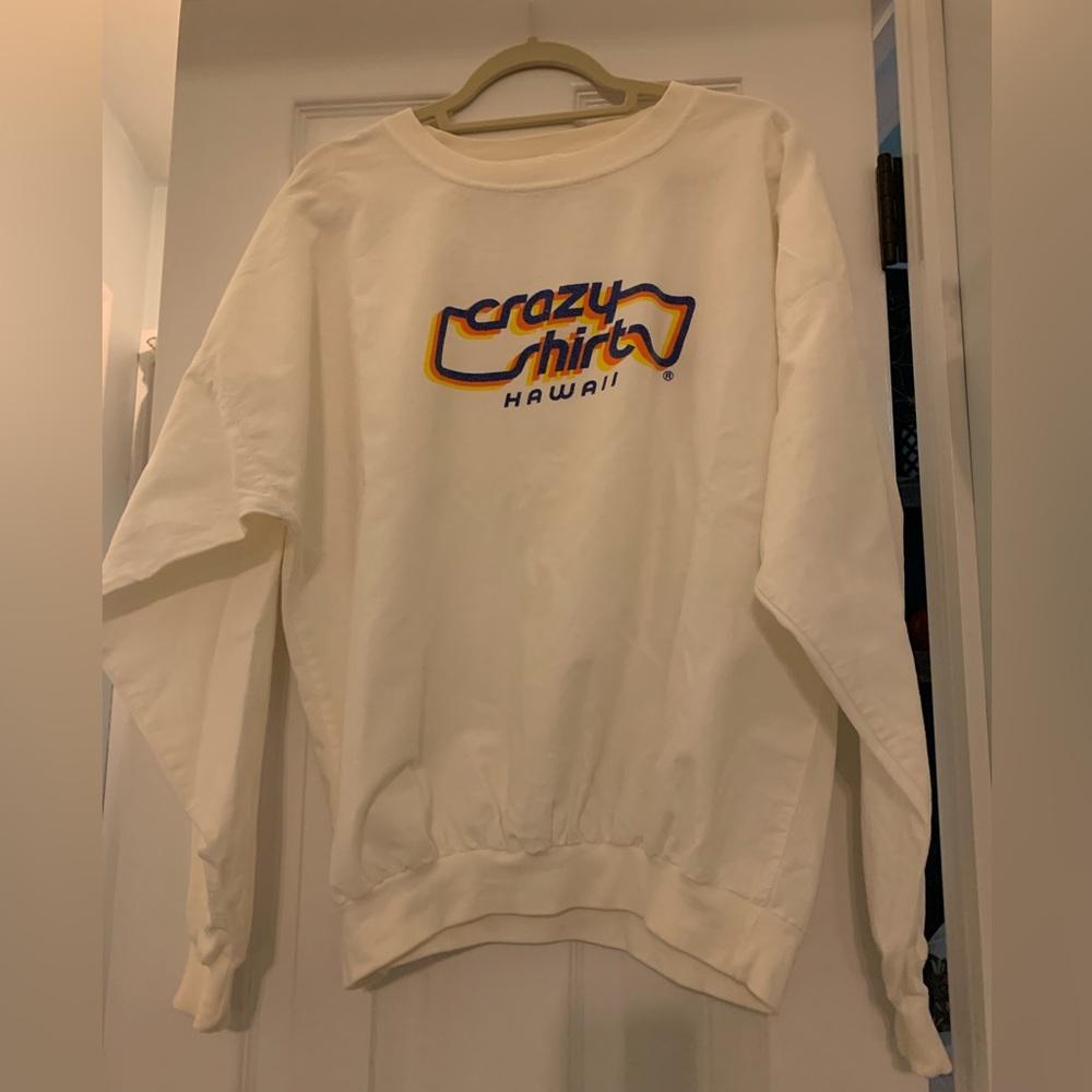 Crazy Shirts Hawaii Vintage Large White Crewneck Sweatshirt Neon Graphic Logo